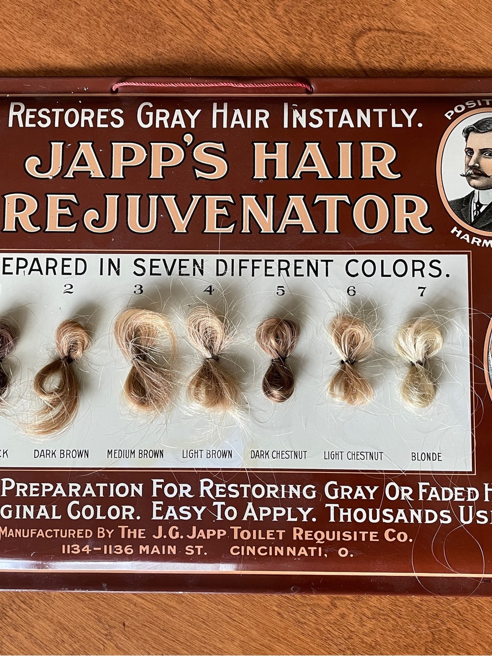 Vintage Japp’s Hair Rejuvenator Tin Sign, Antique Early 1900’s, Original